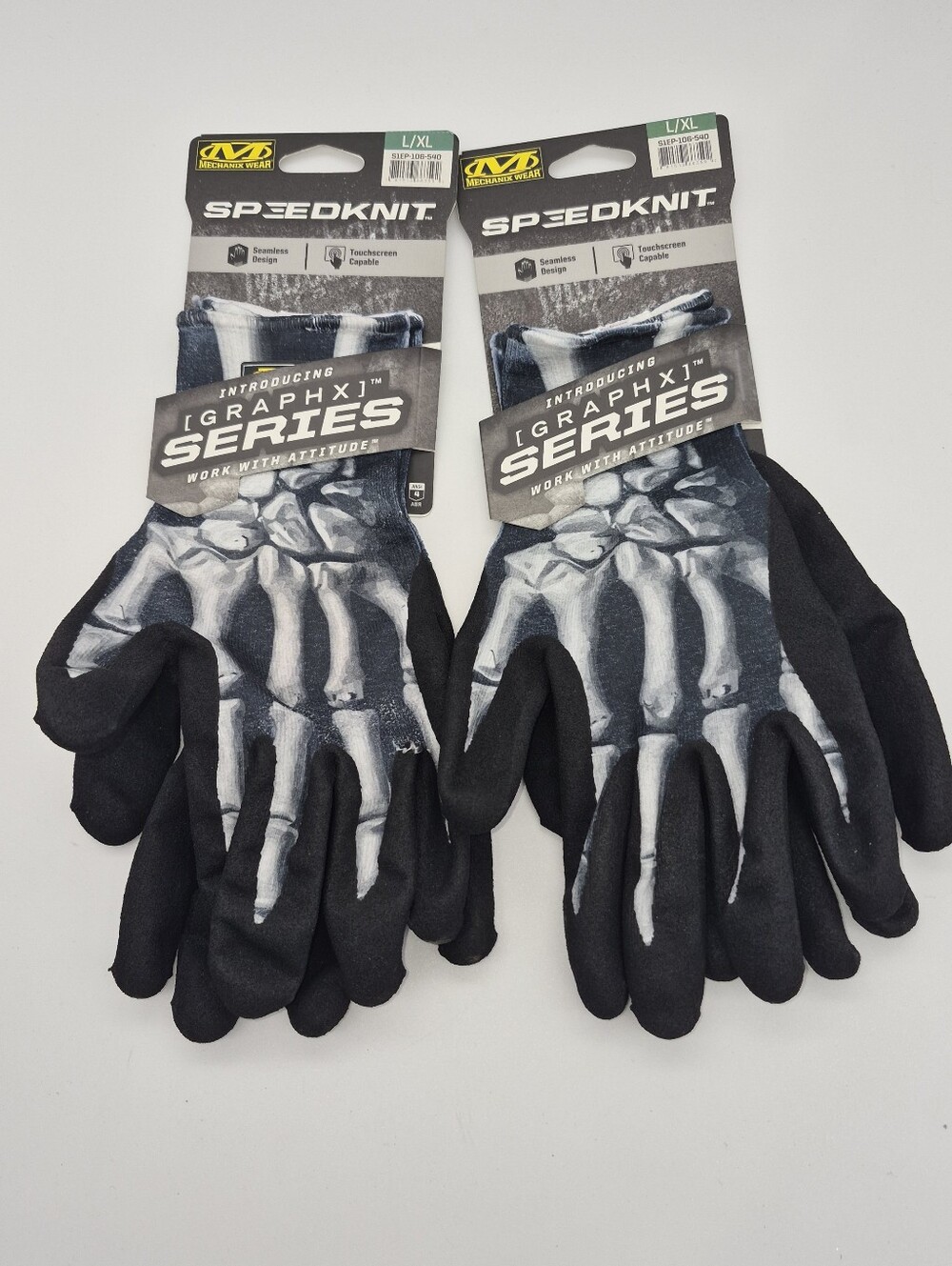 Mechanix Wear SpeedKnit Skeleton Graphx Series Gloves - Black/Gray L/XL - 2 Pair